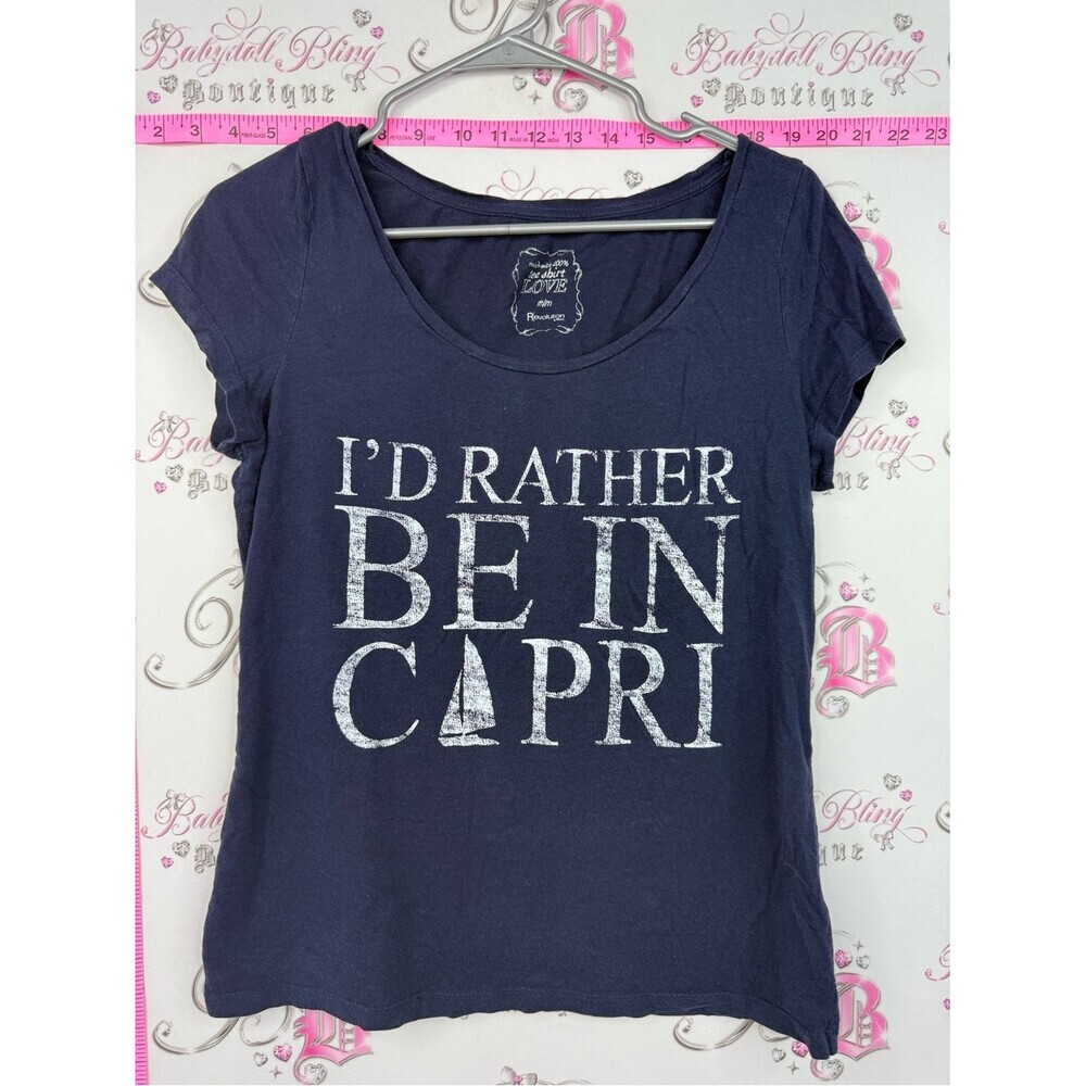 Ricki's tshirt Navy Scoop-Neck Tee with White 'I'd Rather Be In Capri' Graphic